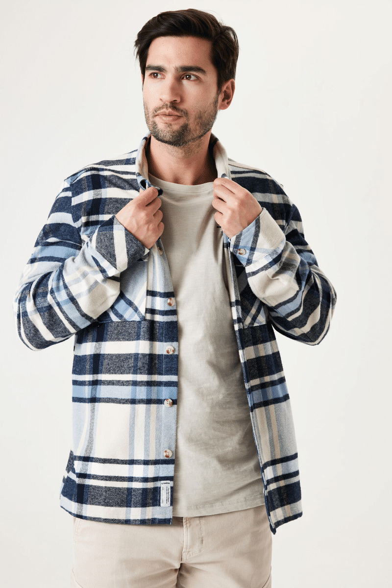 Men Overshirts Blue