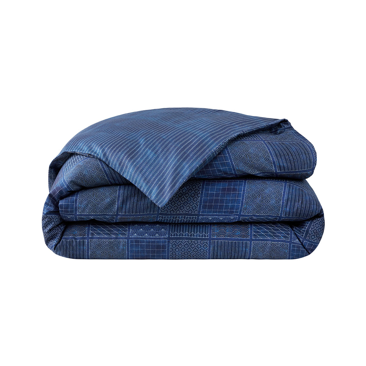 Kenzo - Housse de couette en satin bleu, K Sashiko