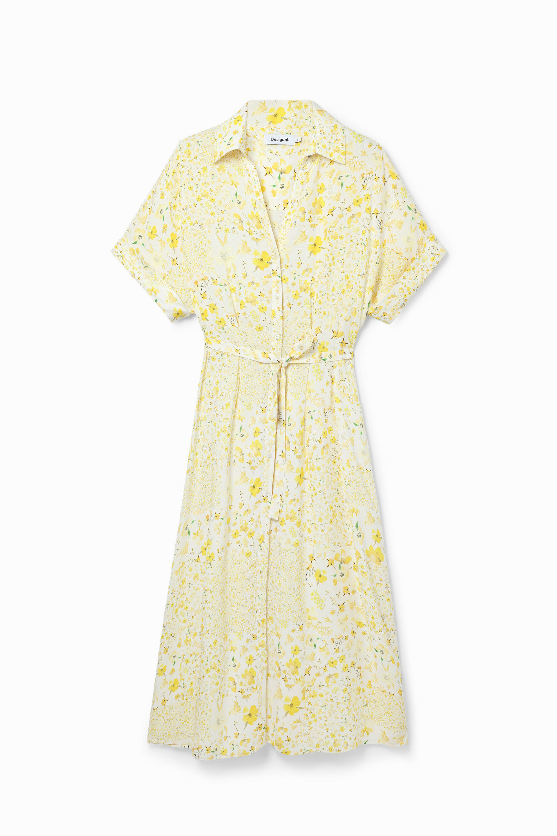 Robe-chemise midi fleurs