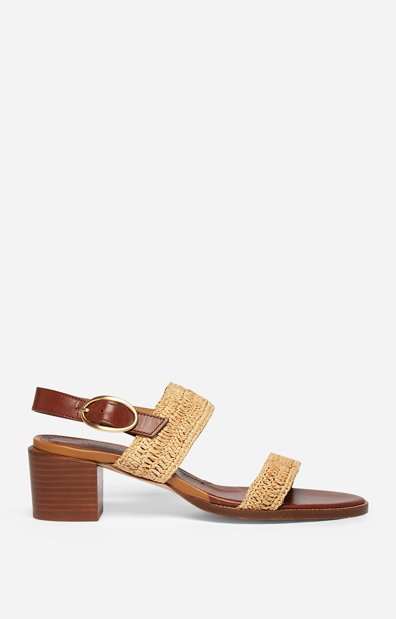 SANDALES 45MM Sandales En Raphia & Cuir