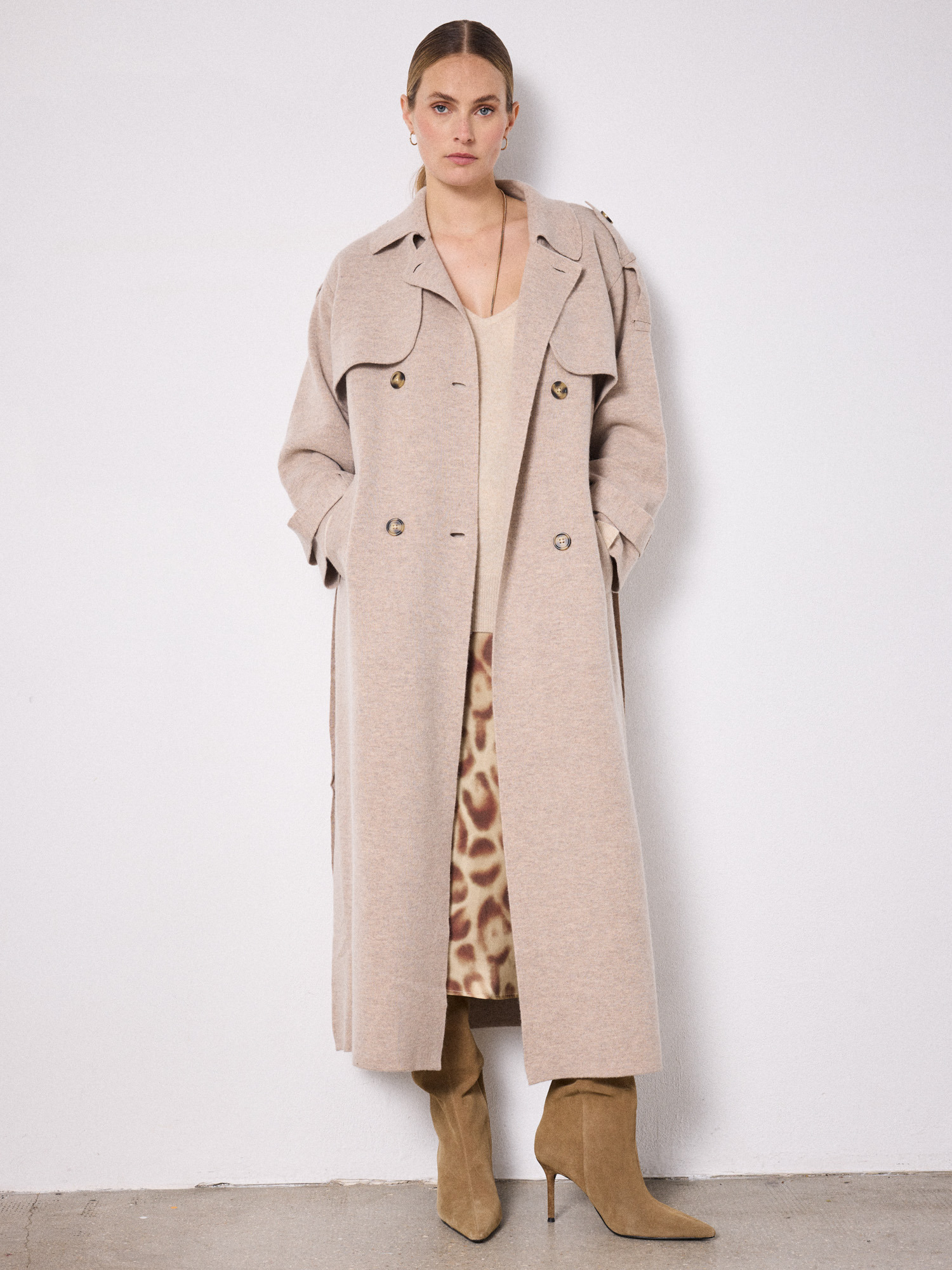 Trench laine cachemire Talia TERRE_FUMEE