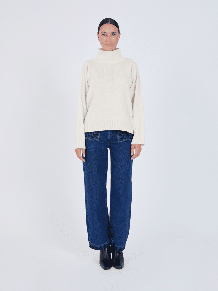 Pull col roulé ML Vekina ECRU