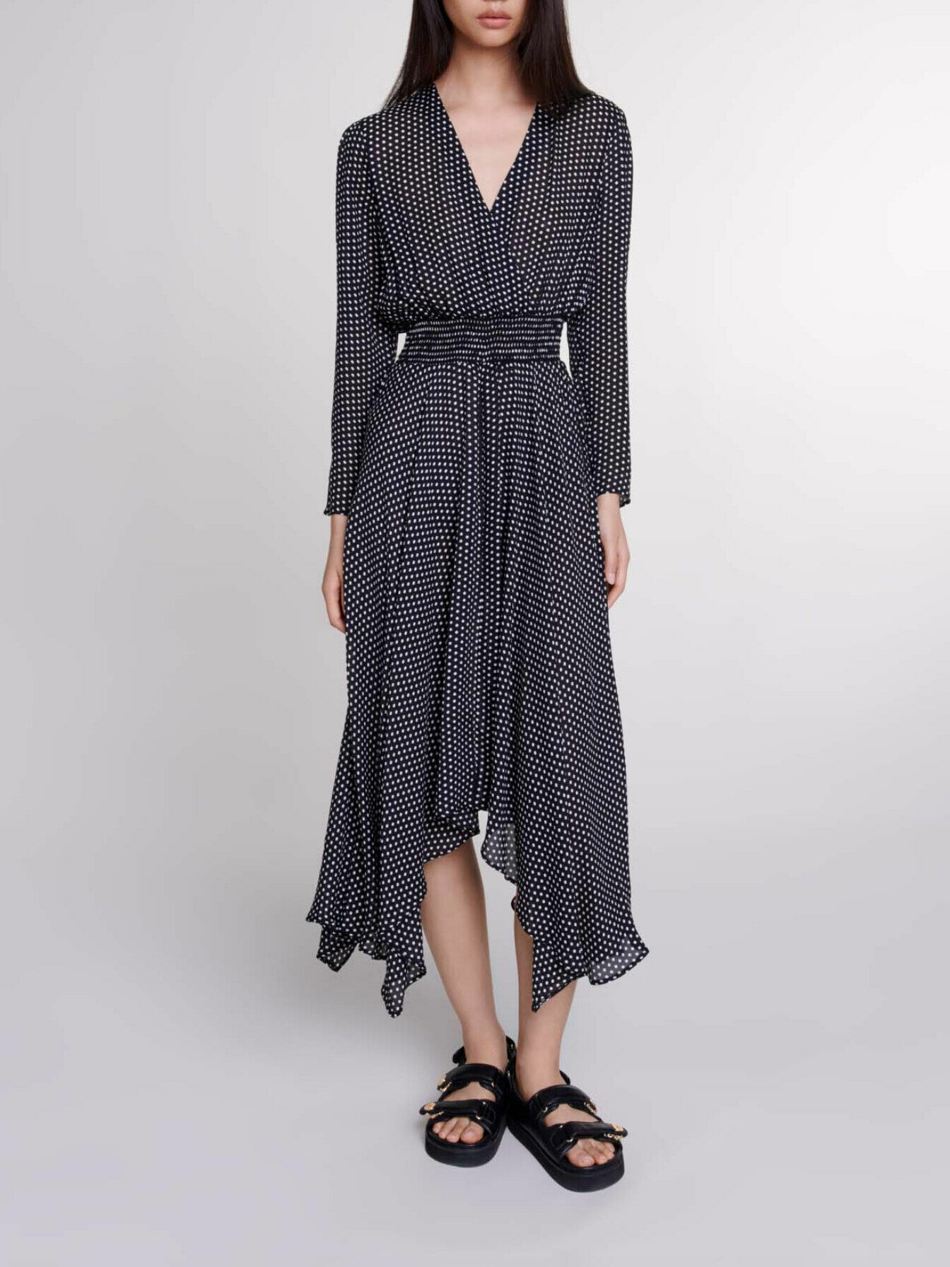 Robe mi-longue à pois