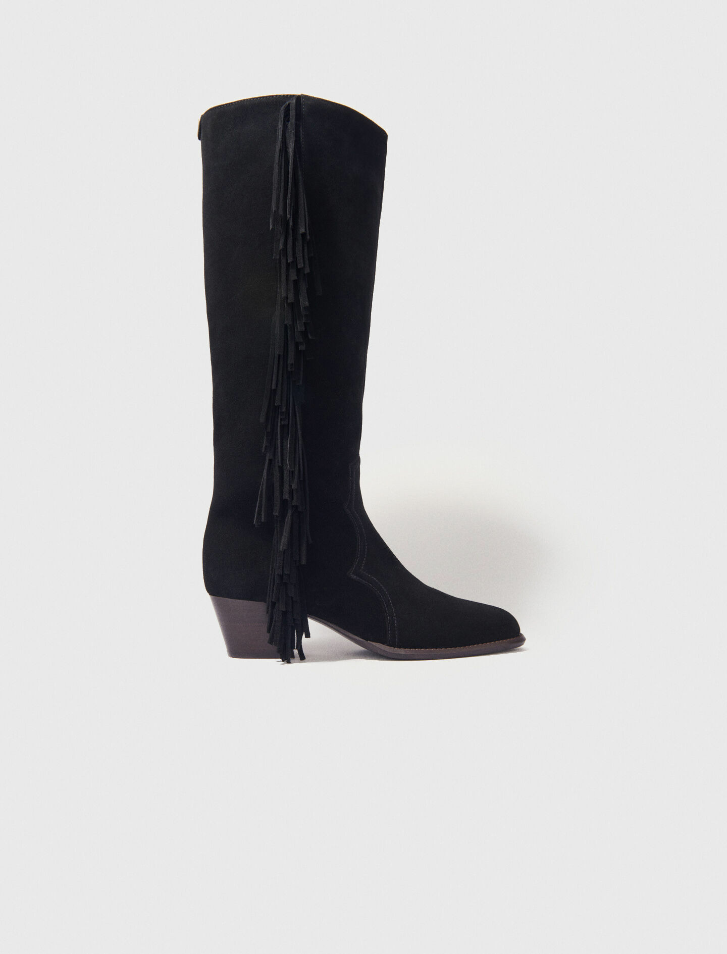 Bottes western en suède à franges