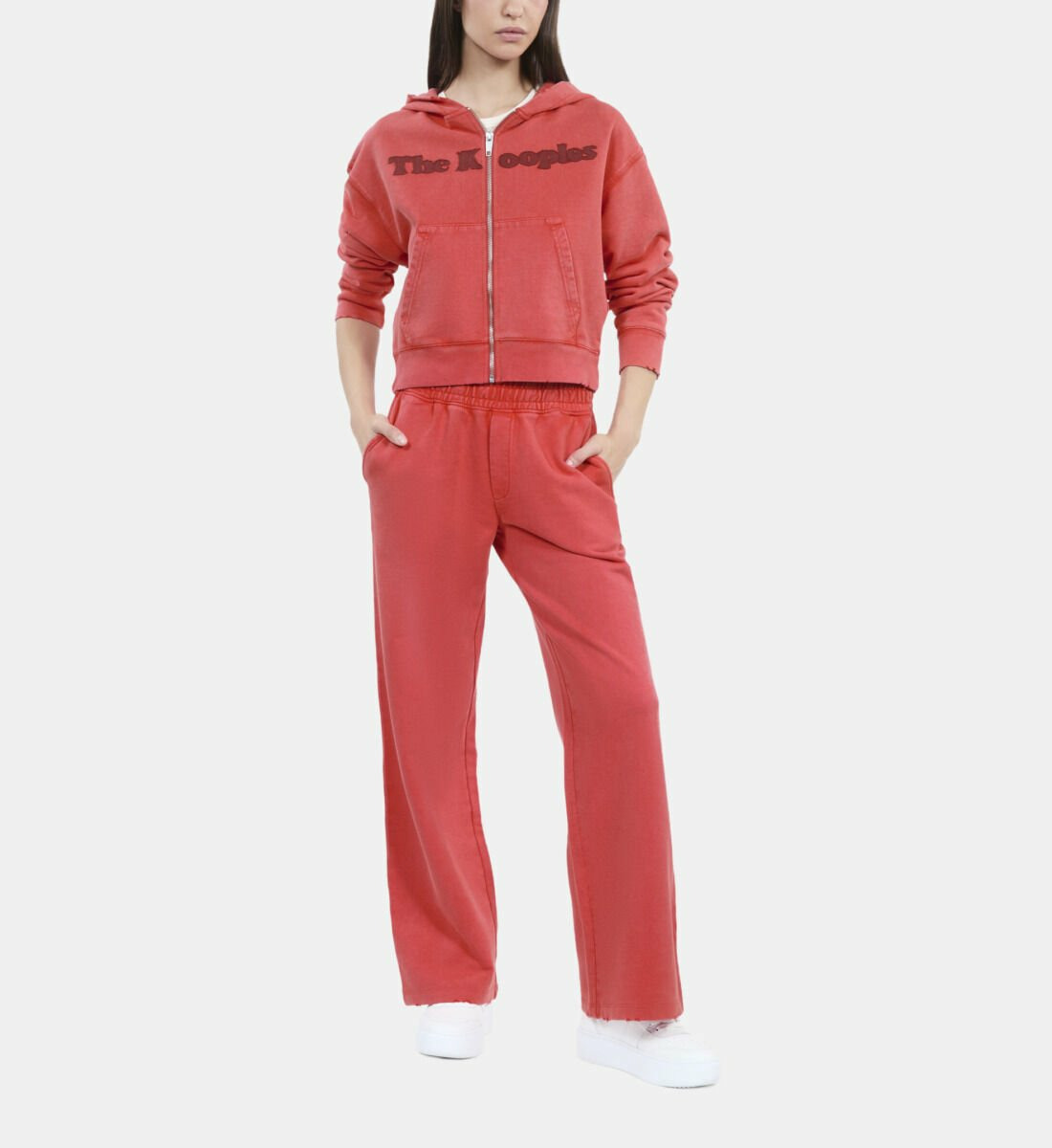 Sweatshirt Logo À Capuche Rouge Femme