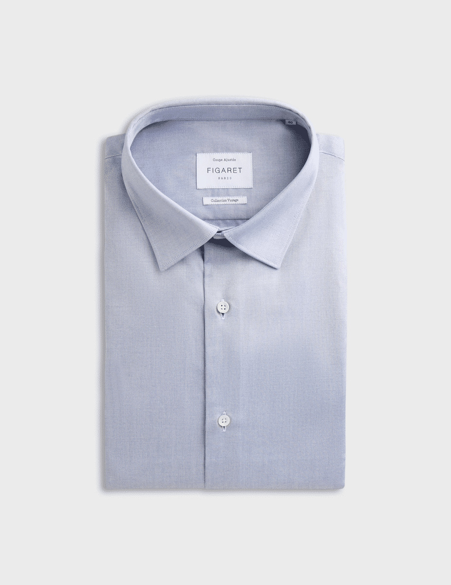 Chemise ajustée infroissable bleue