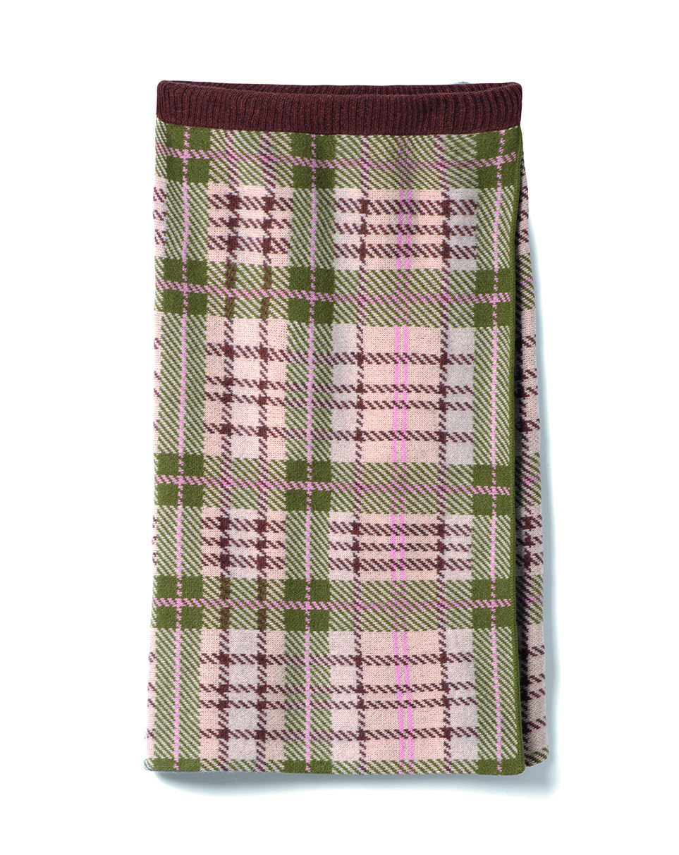 Jupe portefeuille jacquard tartan - Femme - AVOINE
