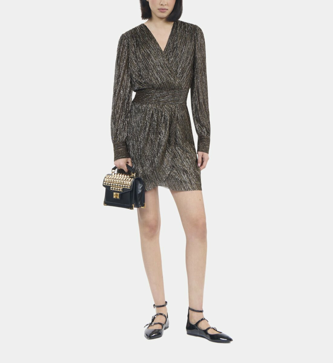 Robe Courte En Jersey Métallisé Bronze Femme