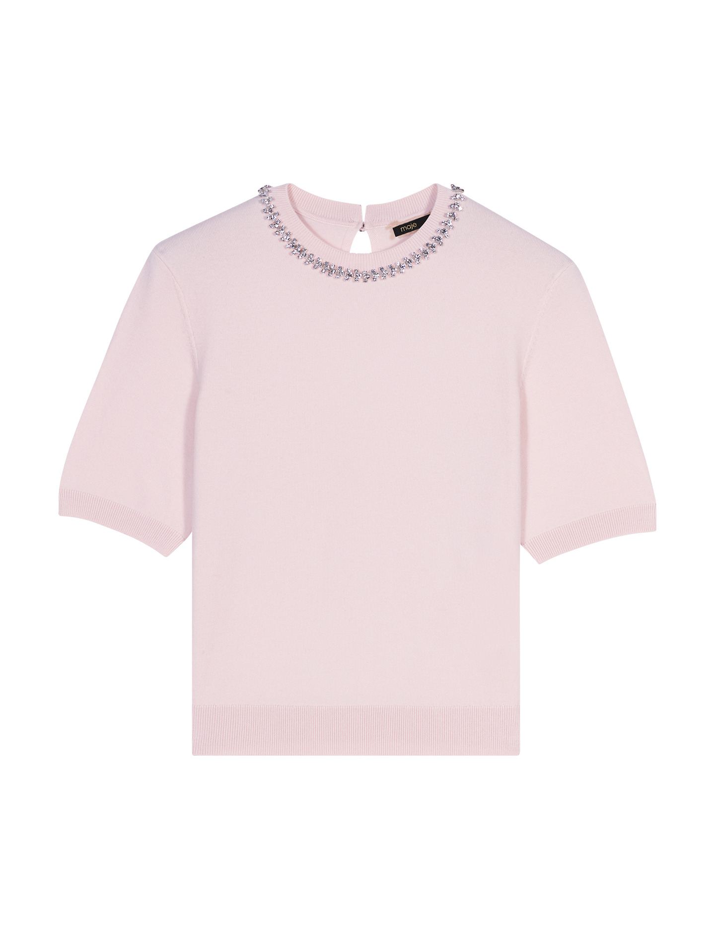 Pull court en maille avec strass