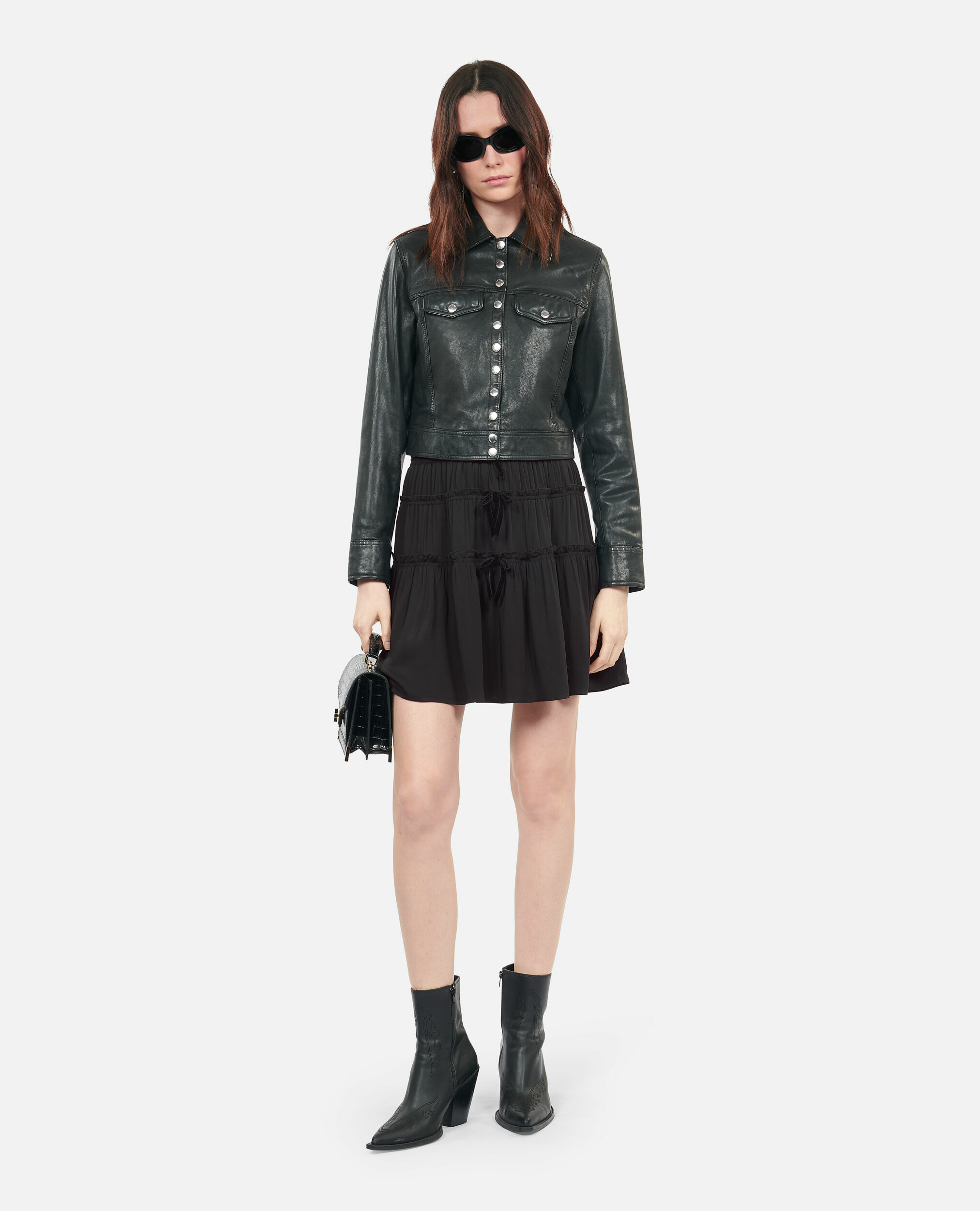 Jupe Courte Noire Avec Nœuds Femme