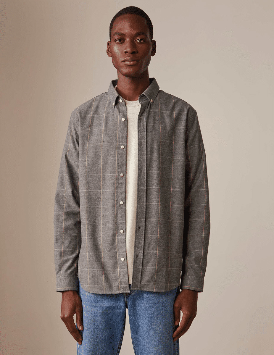 Chemise gaspard en coton cachemire gris