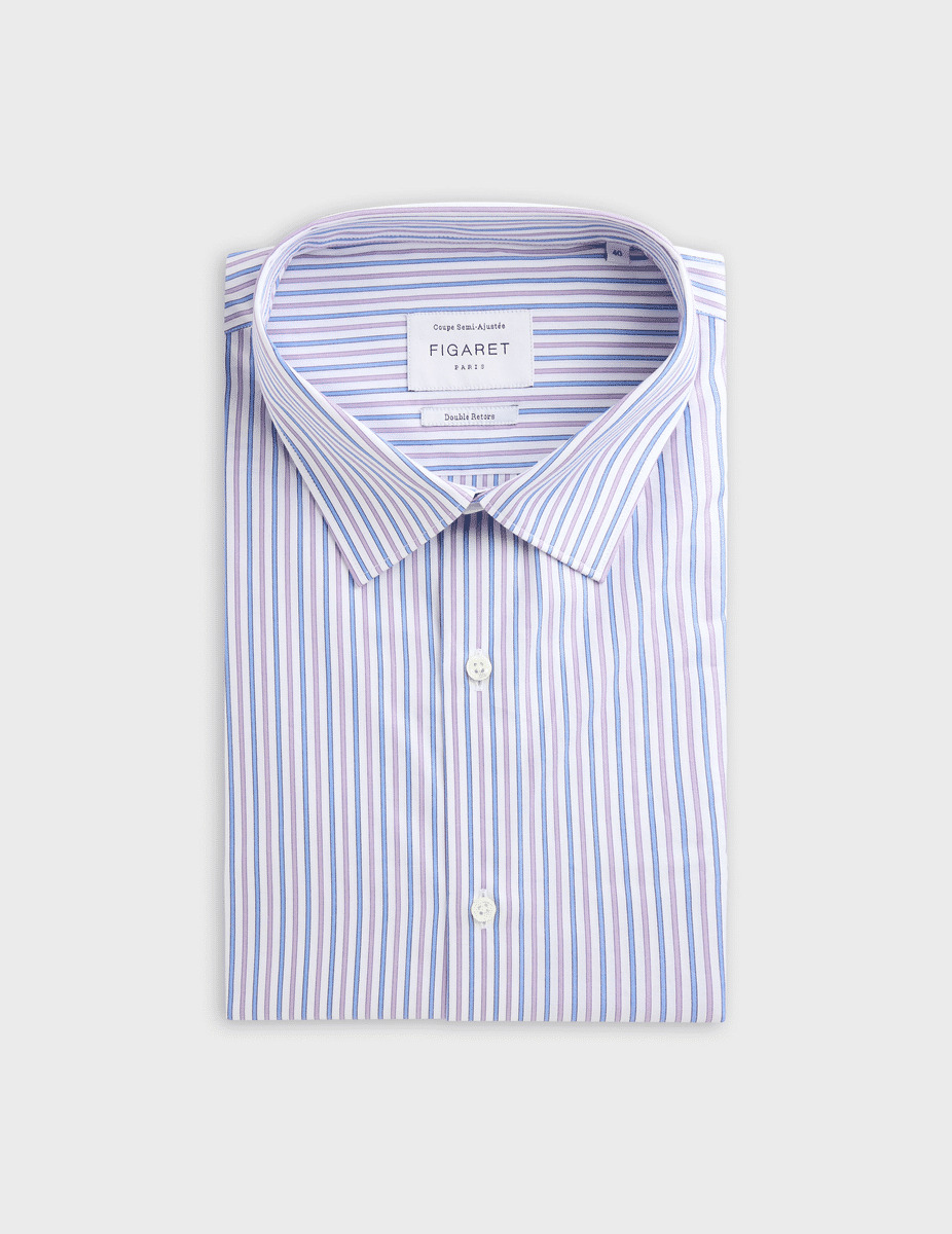 Chemise semi-ajustée rayée violette