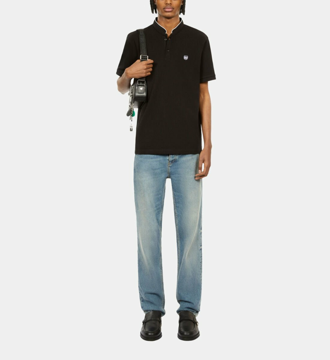 Polo Noir En Coton Piqué Homme