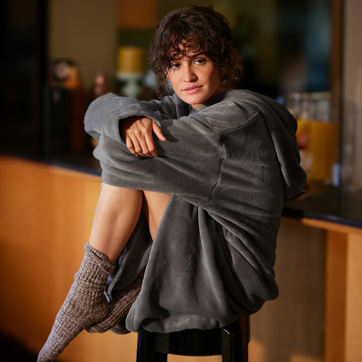 Plaidou polaire extra cocooning coloris anthracite