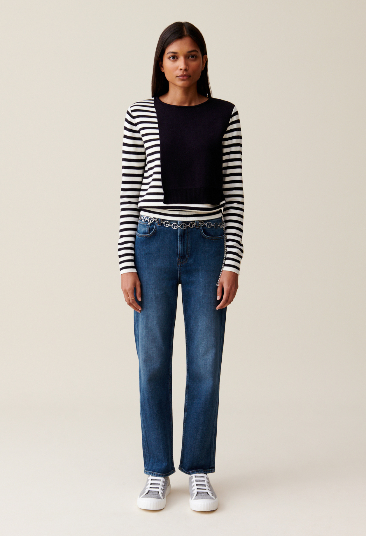 Pull court marinière rabat uni