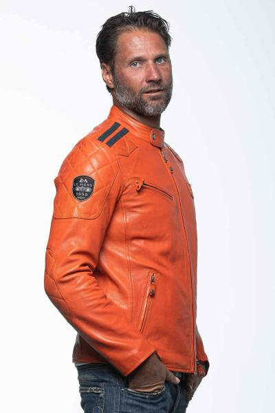 Blouson cuir 24 H Le Mans Duff4 orange