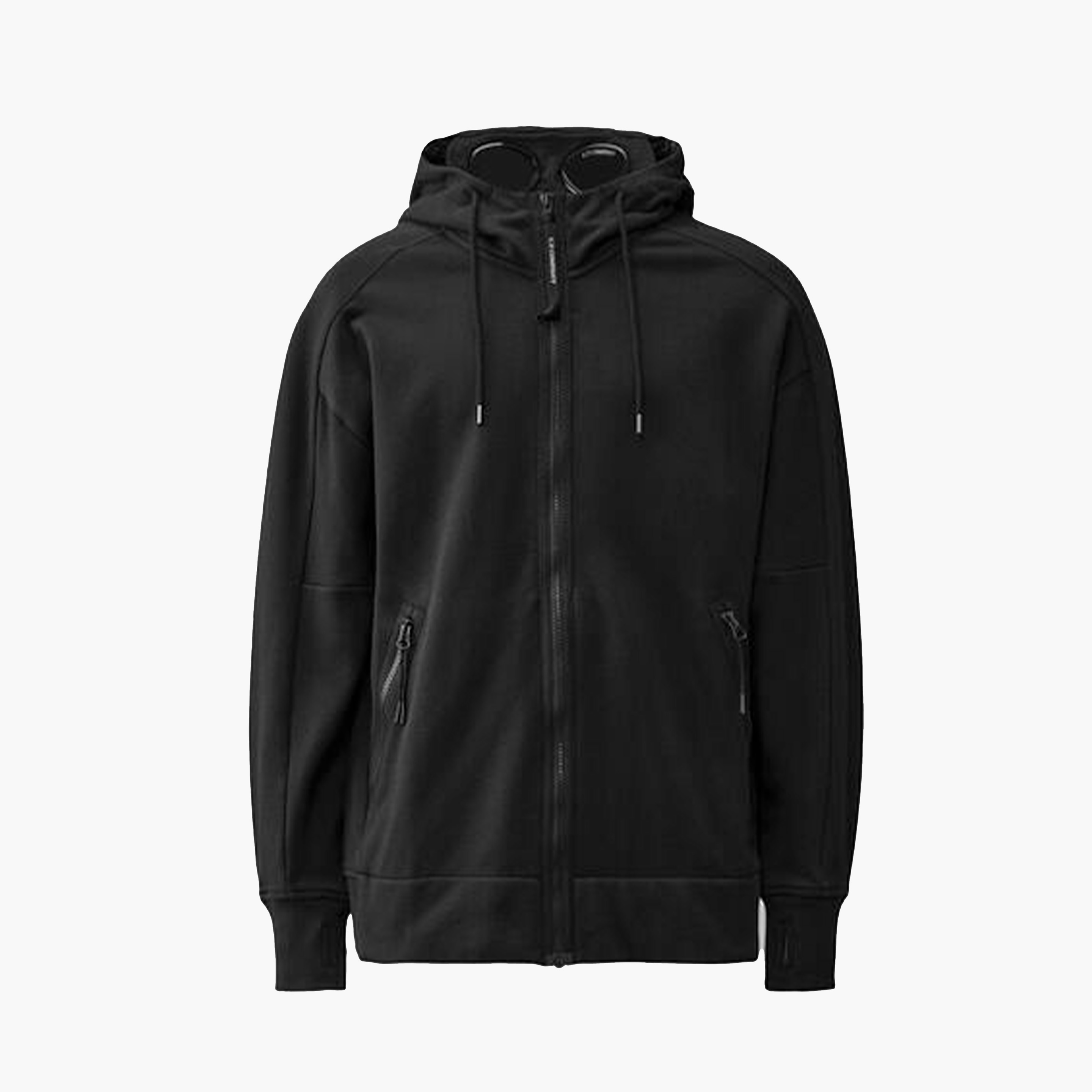 CP Company Hoodie Zippé Diagonal Raised Fleece Noir