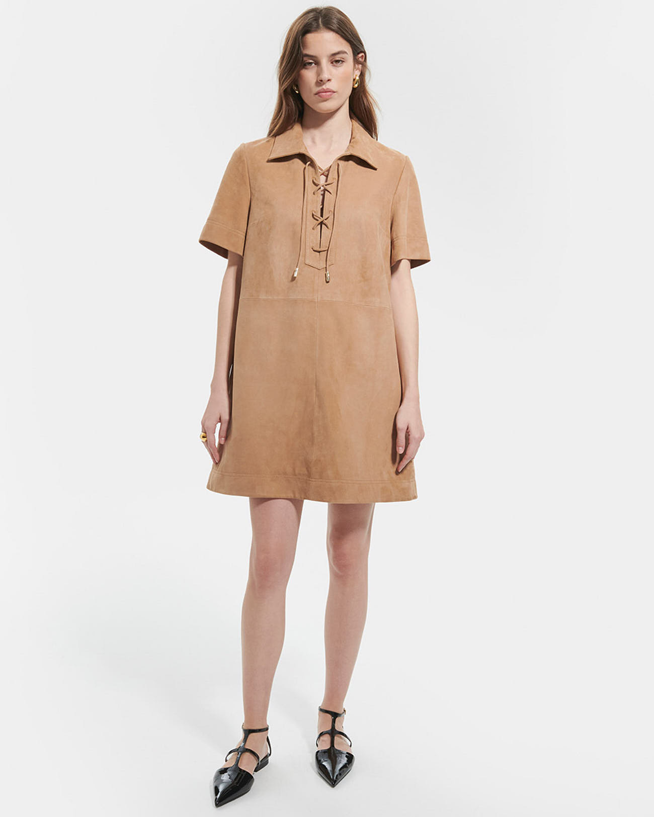 Robe Rosalia Beige en cuir