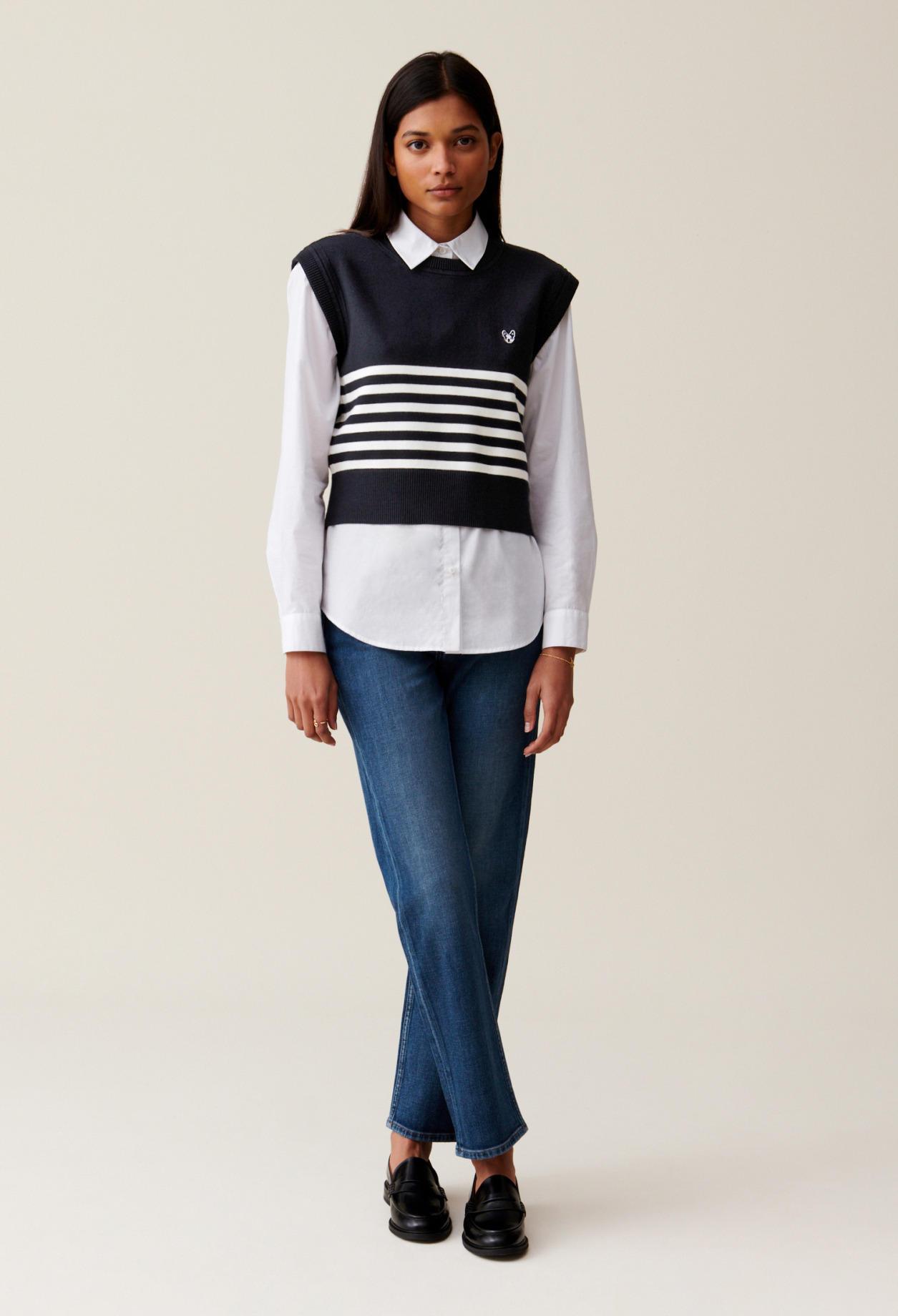 Pull Jean Toto rayé sans manches