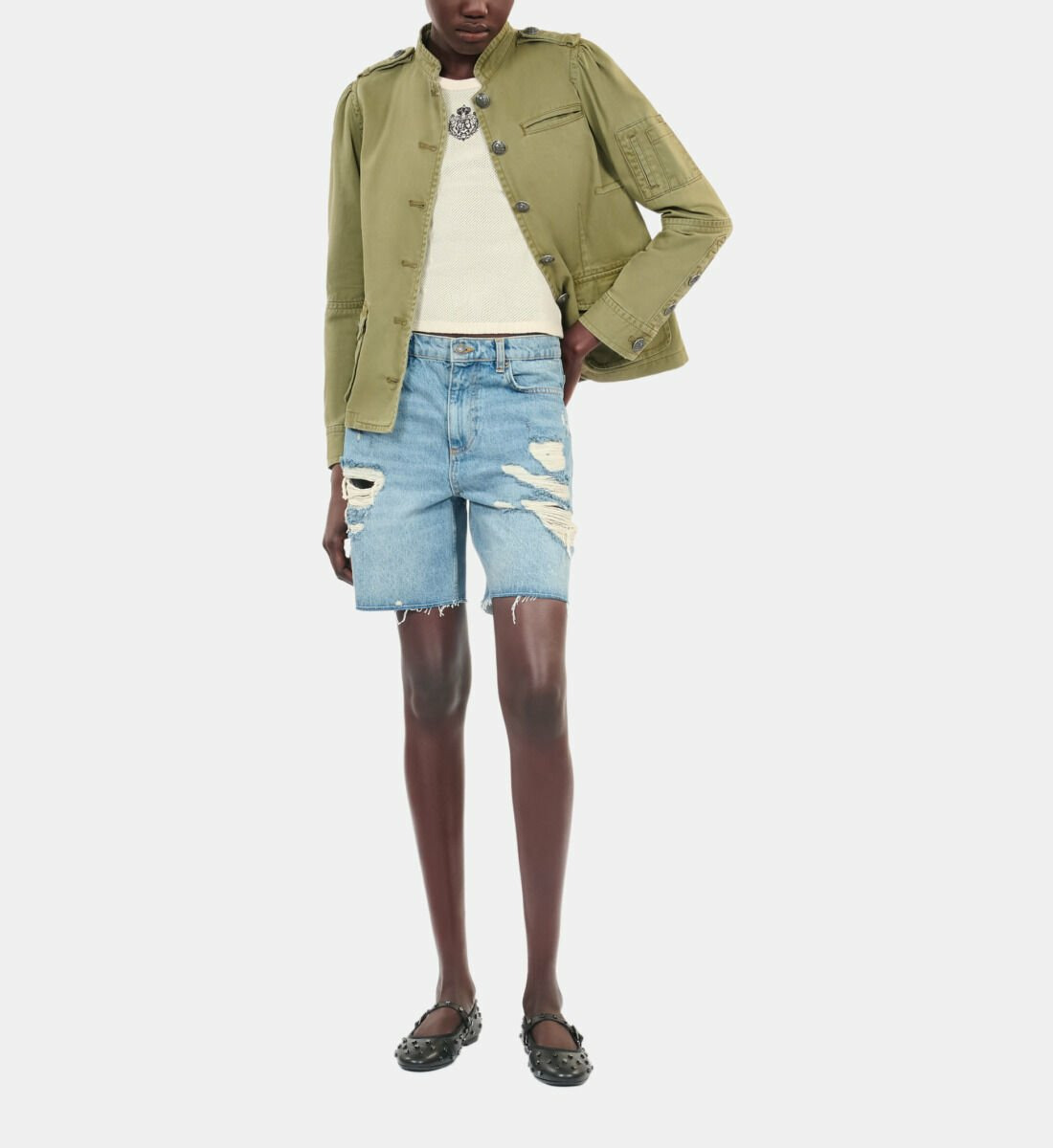 Blouson Style Officier Kaki Femme