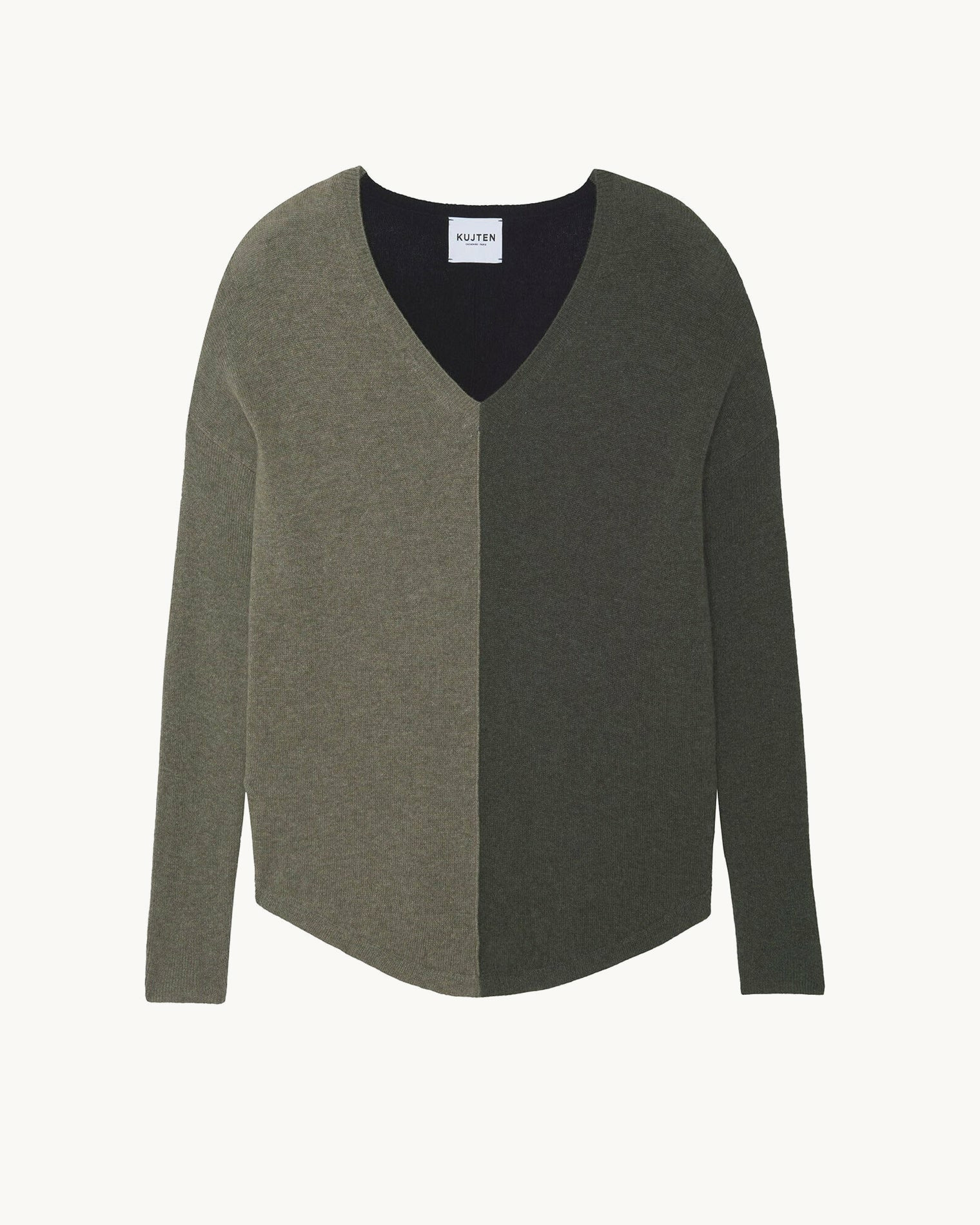 Pull Misha Colorblock Pull cachemire col v oversize liquette, 2 fils
