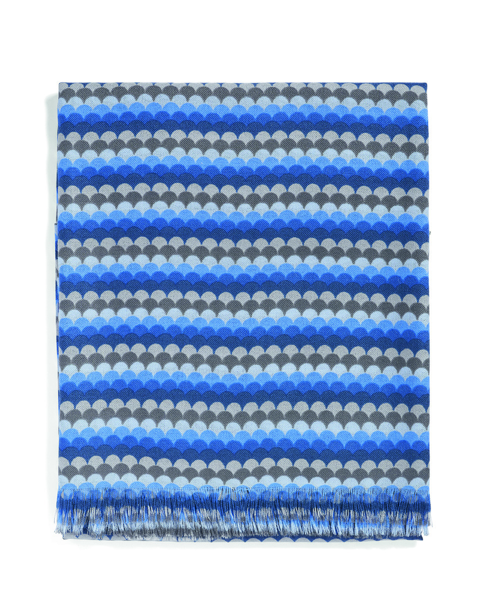 Étole imprimée mini écailles - Accessoire - BLEU KINETIC
