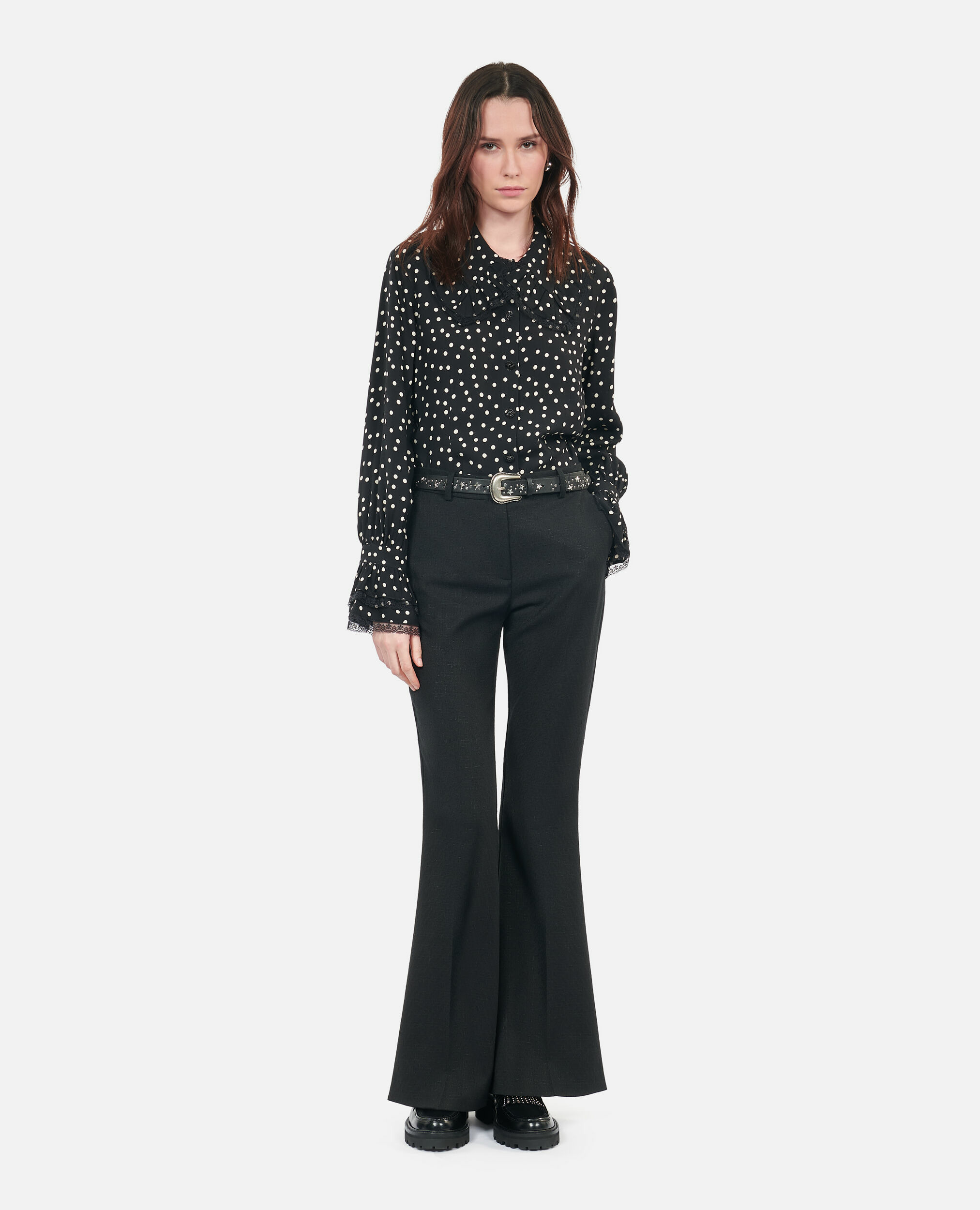 Chemise Noire À Pois Femme