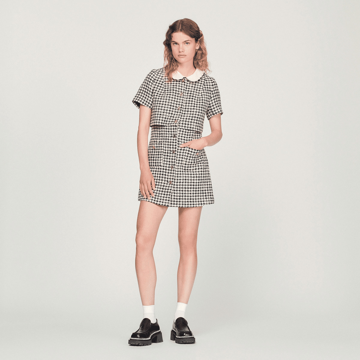 Robe trompe l'œil en tweed