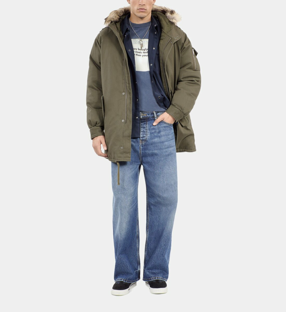 Parka À Capuche Kaki Homme