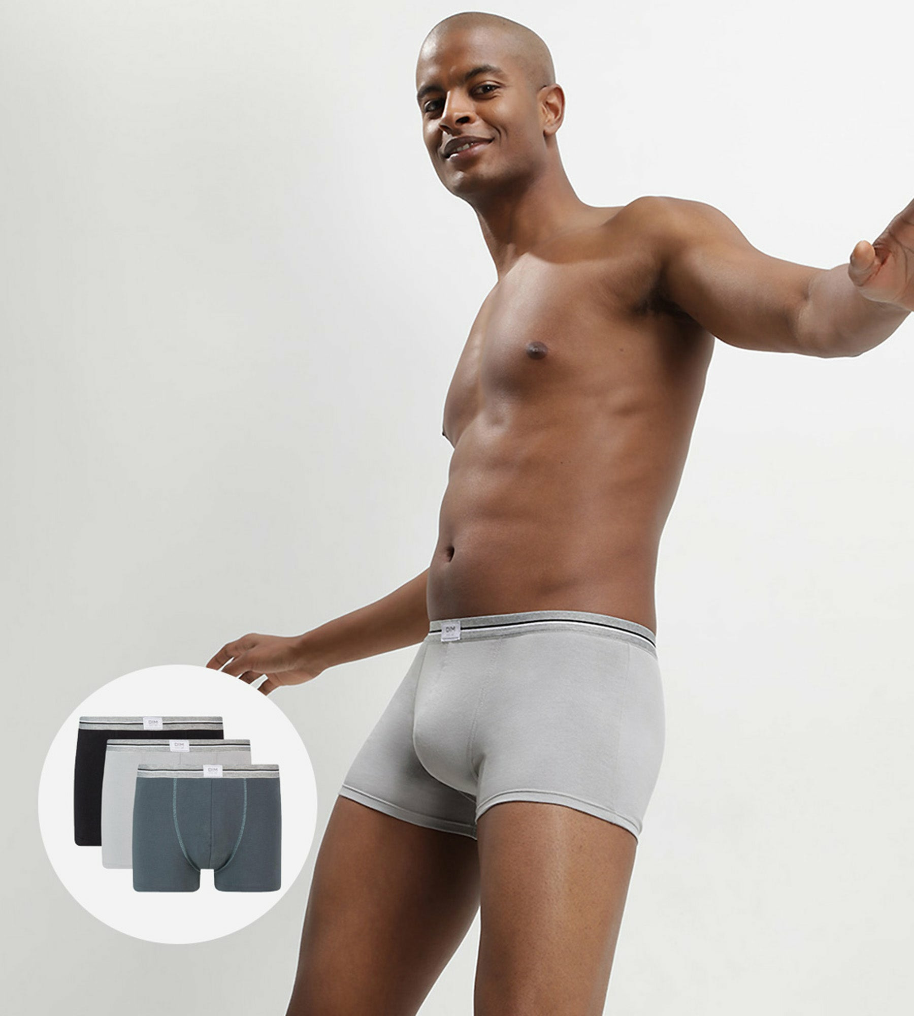 Lot de 3 boxers bleu jean gris en coton stretch résistant Ultra Resist