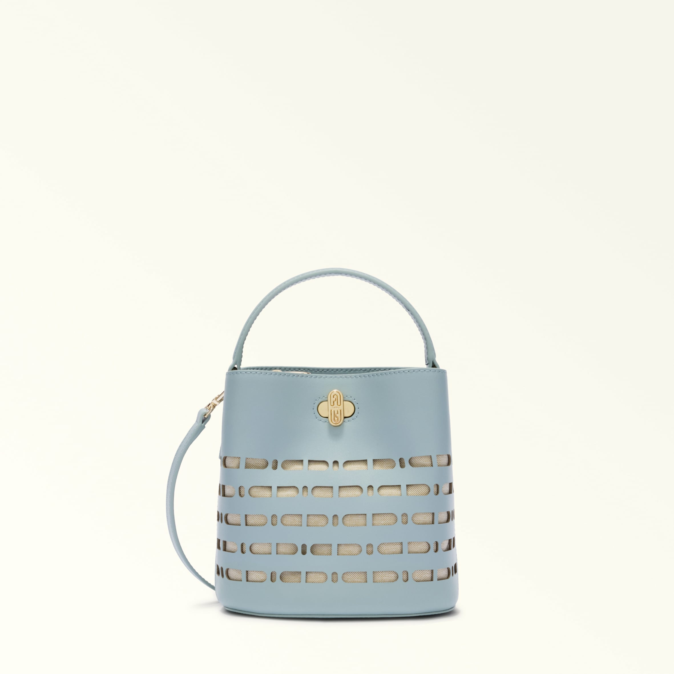 DANAE MINI BUCKET BAG - TESSUTO CANVAS+VITELLO SIDNEY