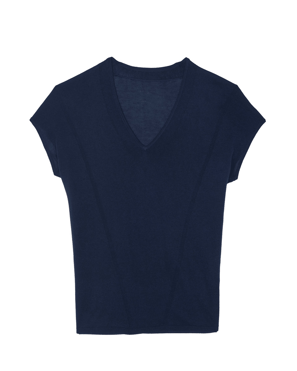 Top JULIAN Top cachemire soie col v manches courtes