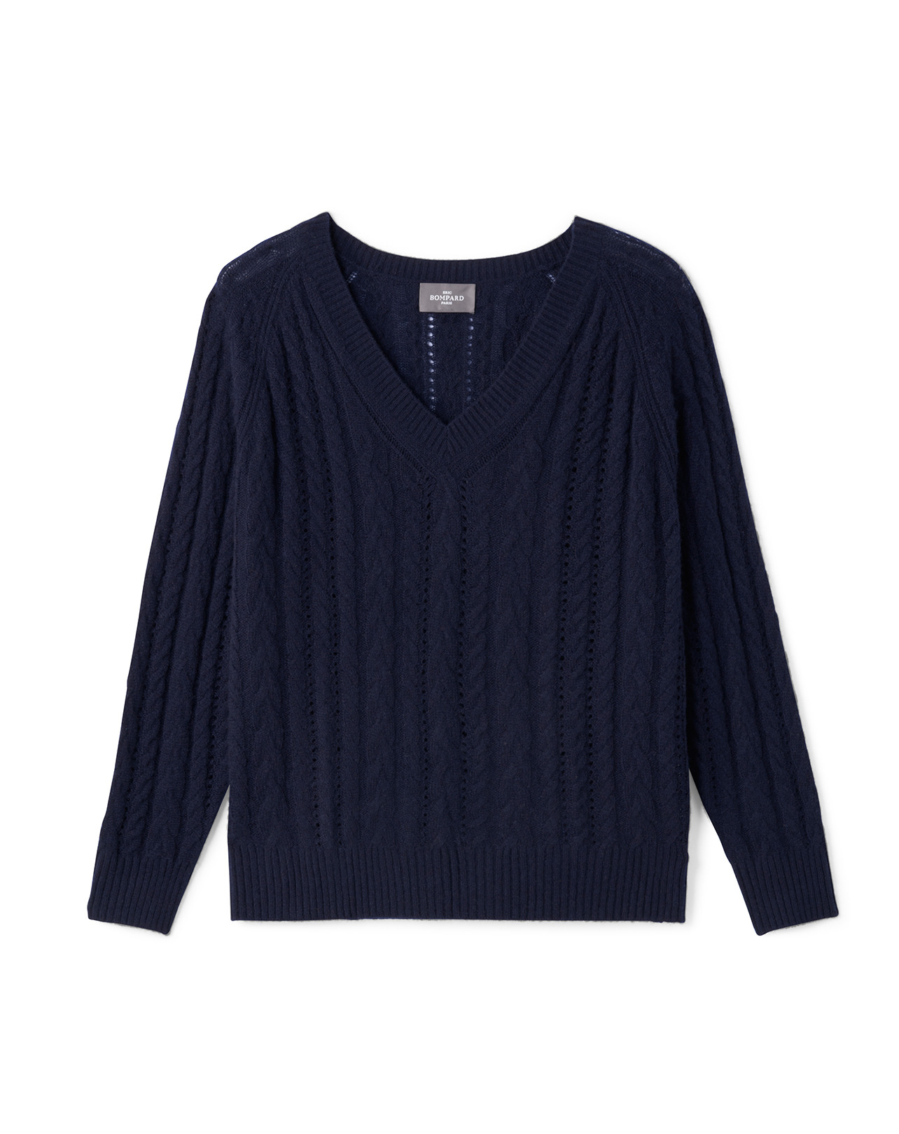 Pull V ample à torsades - Femme - MARINE