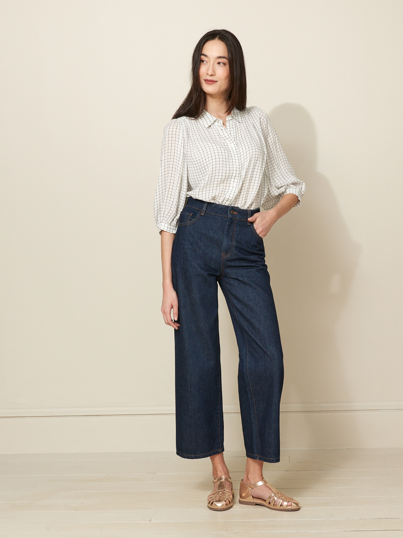 BLOUSE CREPE CARREAU