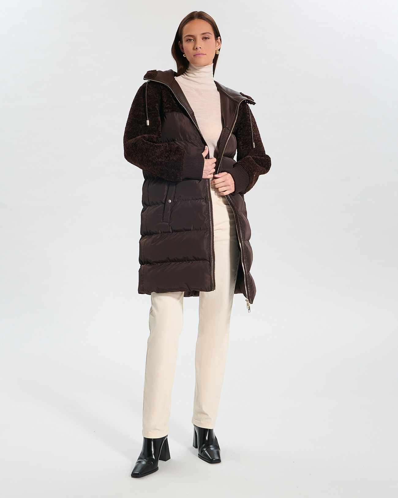 Manteau Meyera Chocolat en Polyester