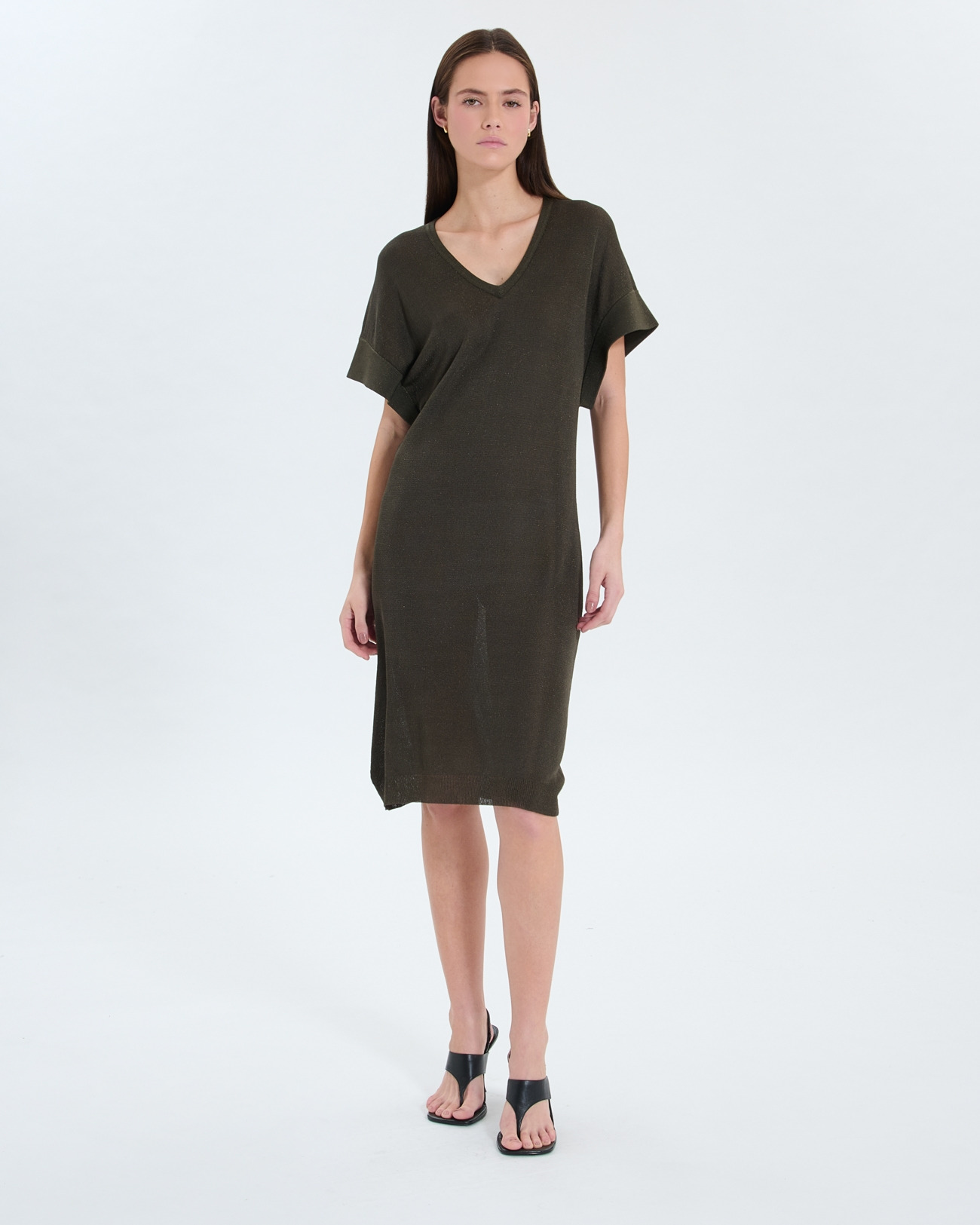Robe en maille fine kaki