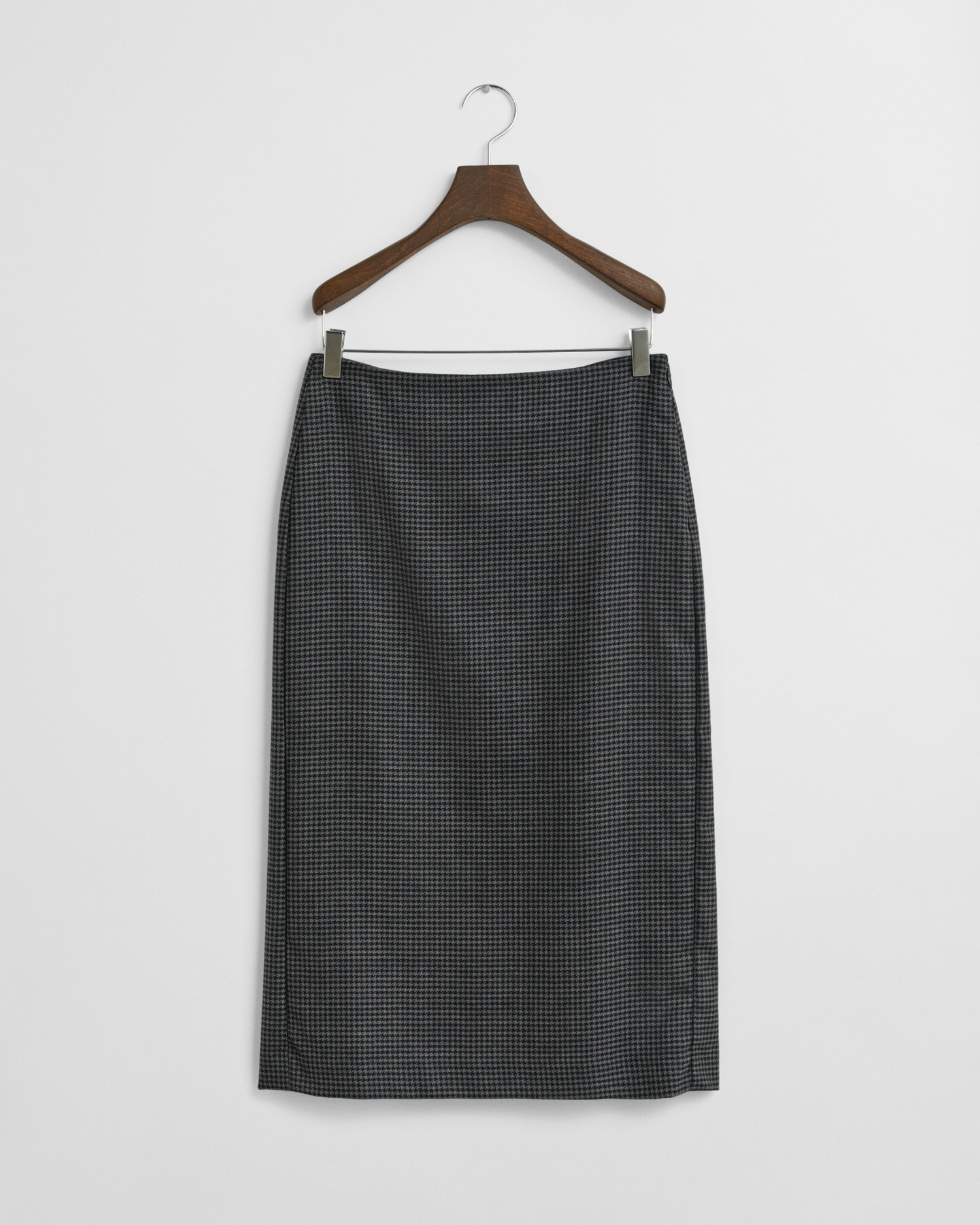 Midi Checked Wool Pencil Skirt