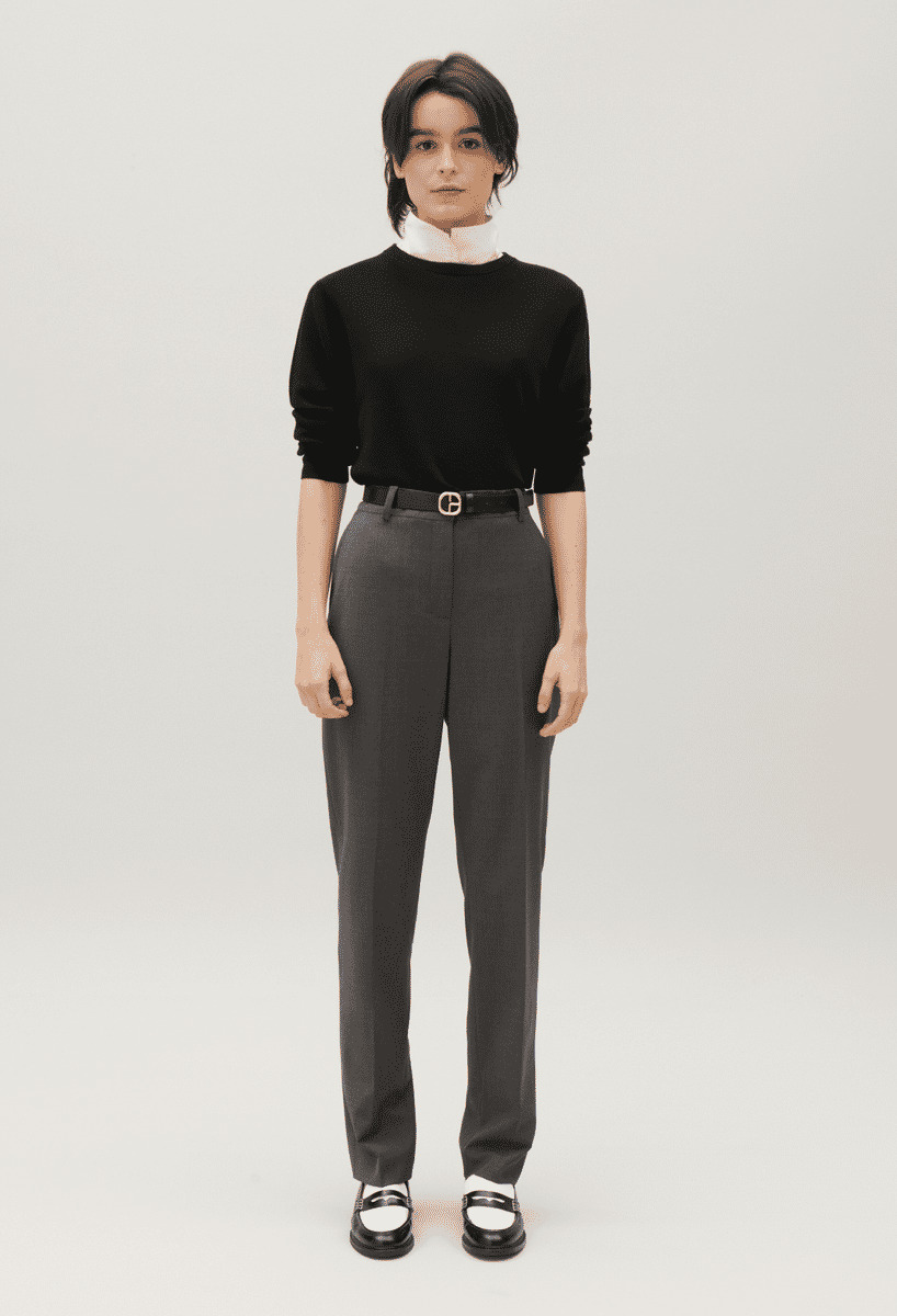 Pantalon tailleur gris chiné