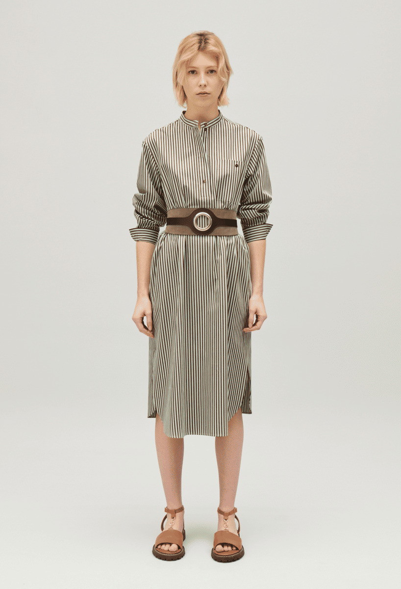 Robe longue rayures verte