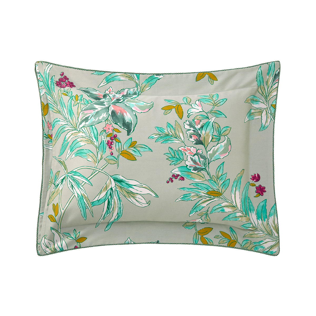 Yves Delorme - Taie d'oreiller en satin de coton bleu, Alcazar