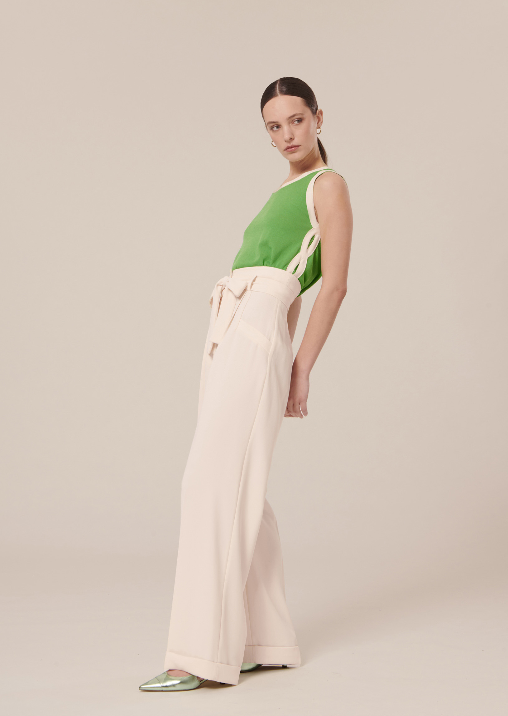 Pantalon Pyla-Ecru en Polyester