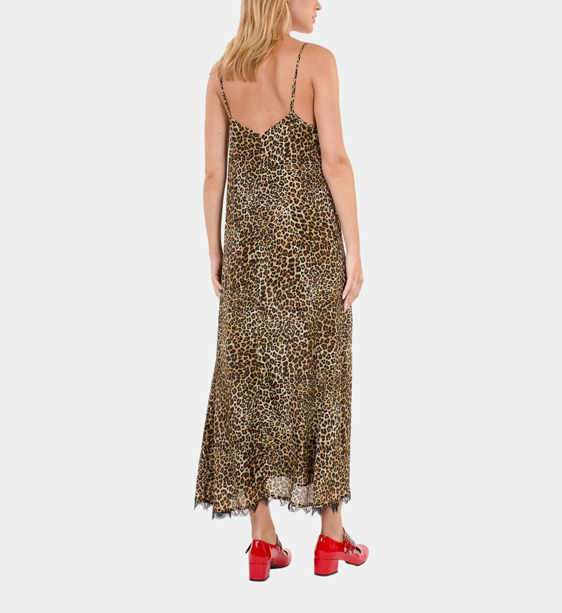 Robe Nuisette Longue En Soie Imprimé Léopard Femme