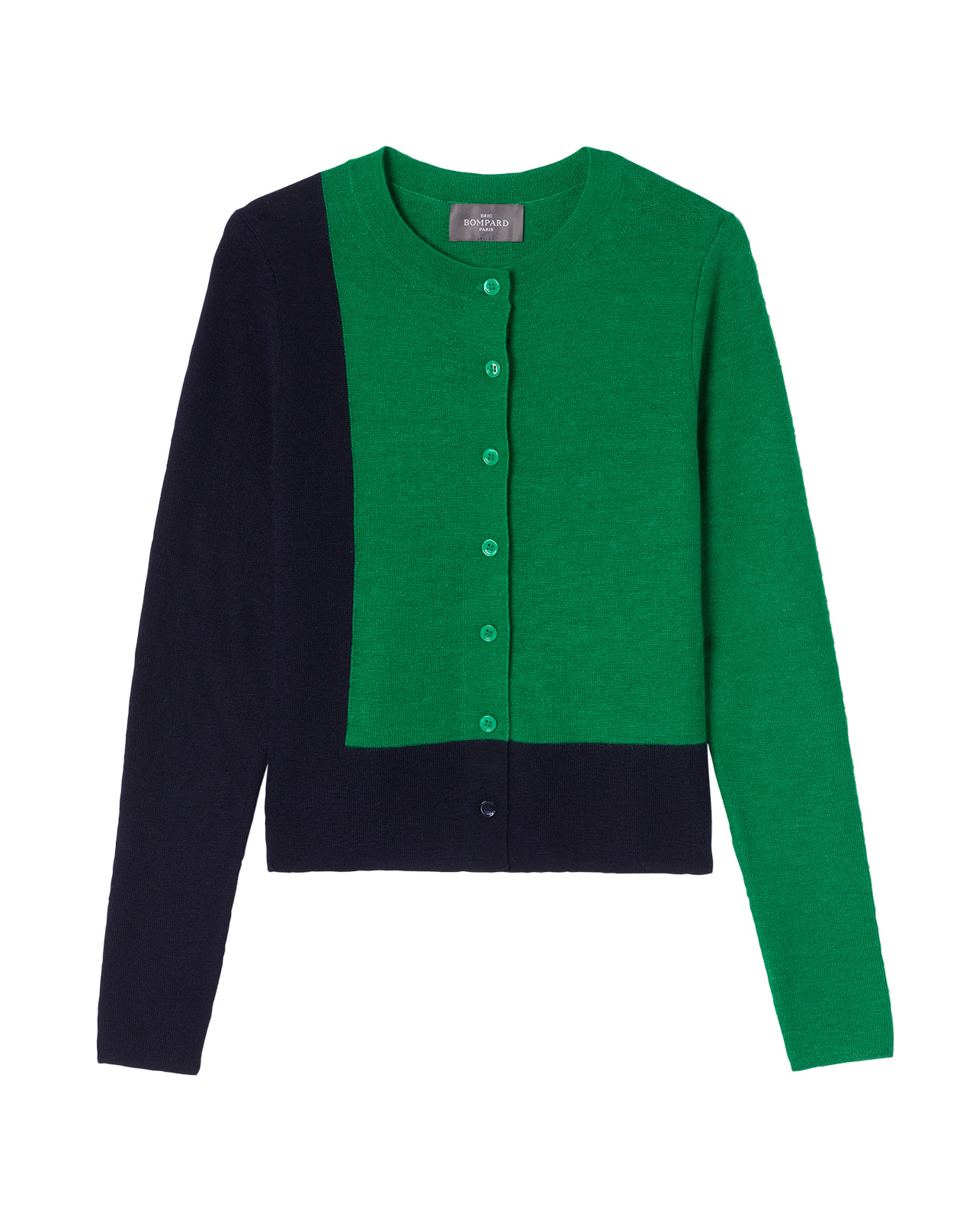Cardigan maille unie - Femme - MARINE/VERT CAROUBY