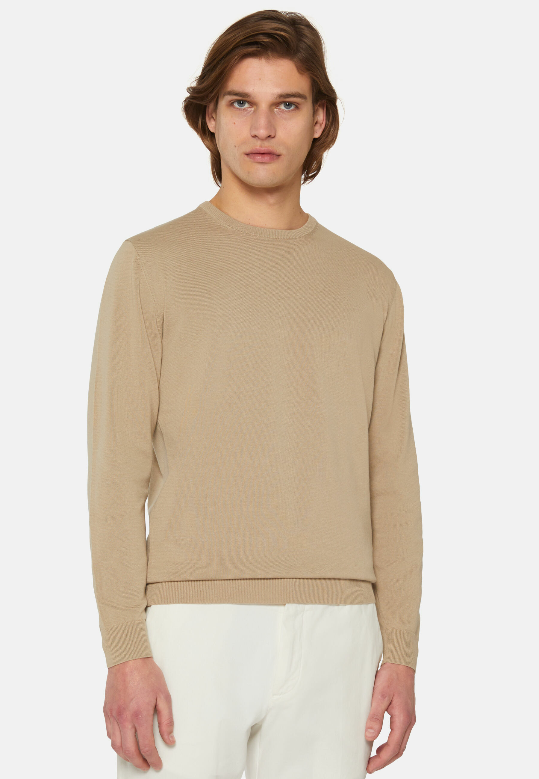 Pull Ras-du-cou Beige En Coton Pima