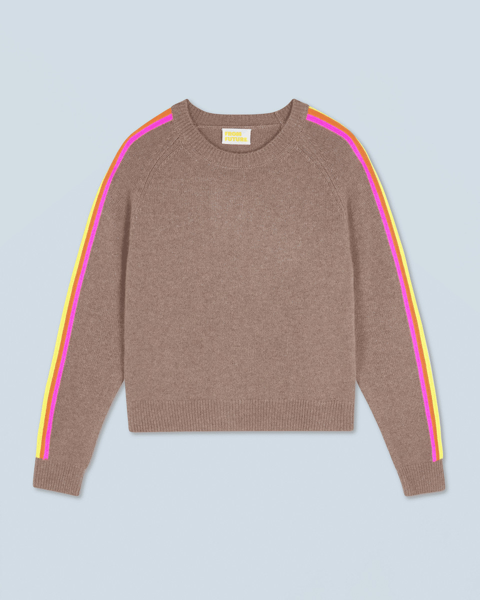 Pull Col Rond Bandes Manches Multicolore