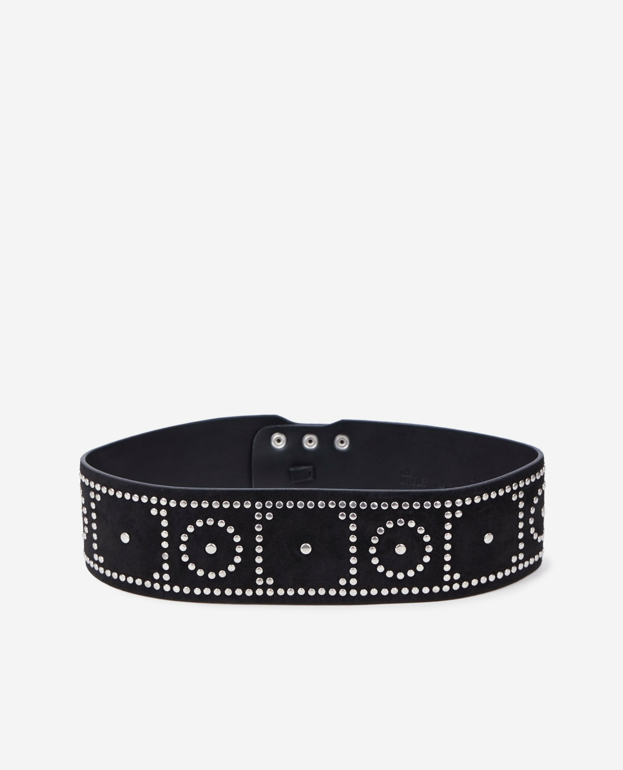 Ceinture Large En Cuir Noir Avec Clous