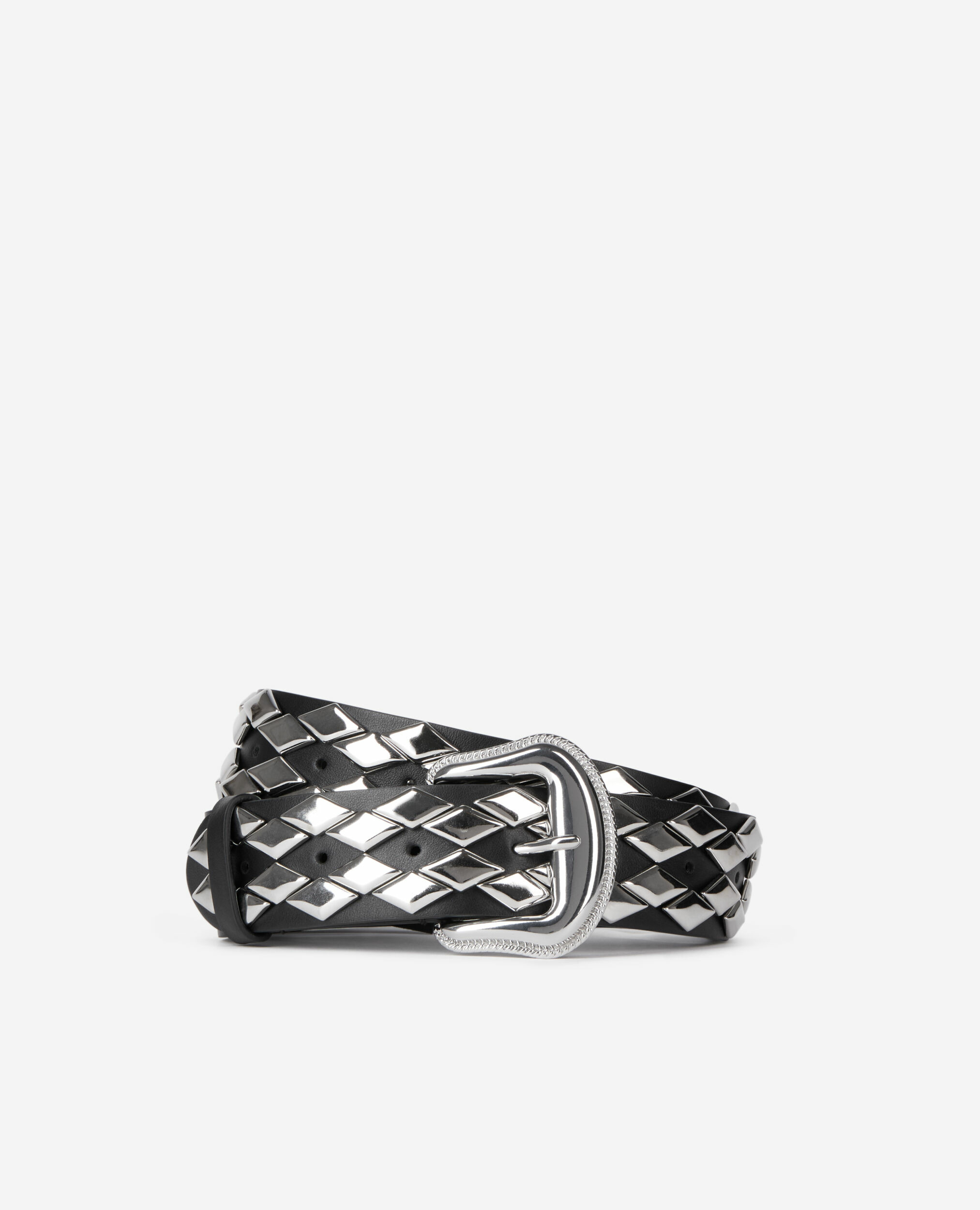 Ceinture En Cuir Noir Avec Clous