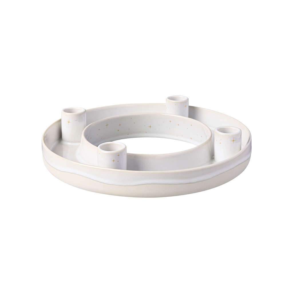 Winter Glow - Couronne de l’avent, blanche, en porcelaine