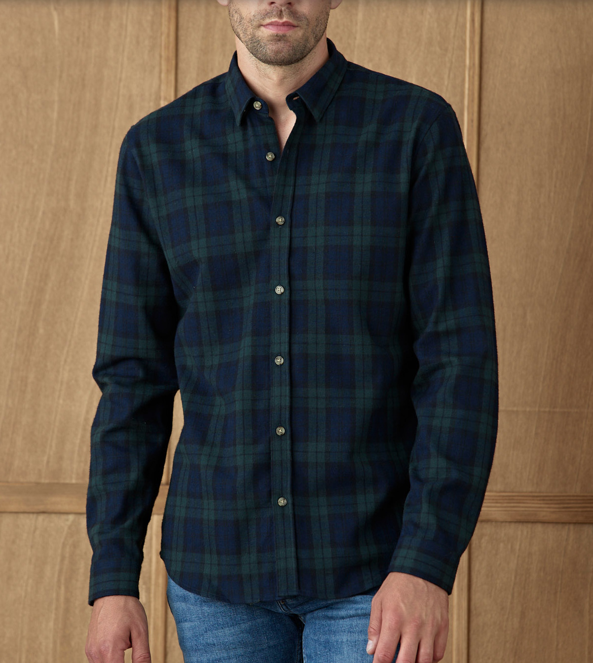Chemise Mercer en flanelle carreaux Off Green