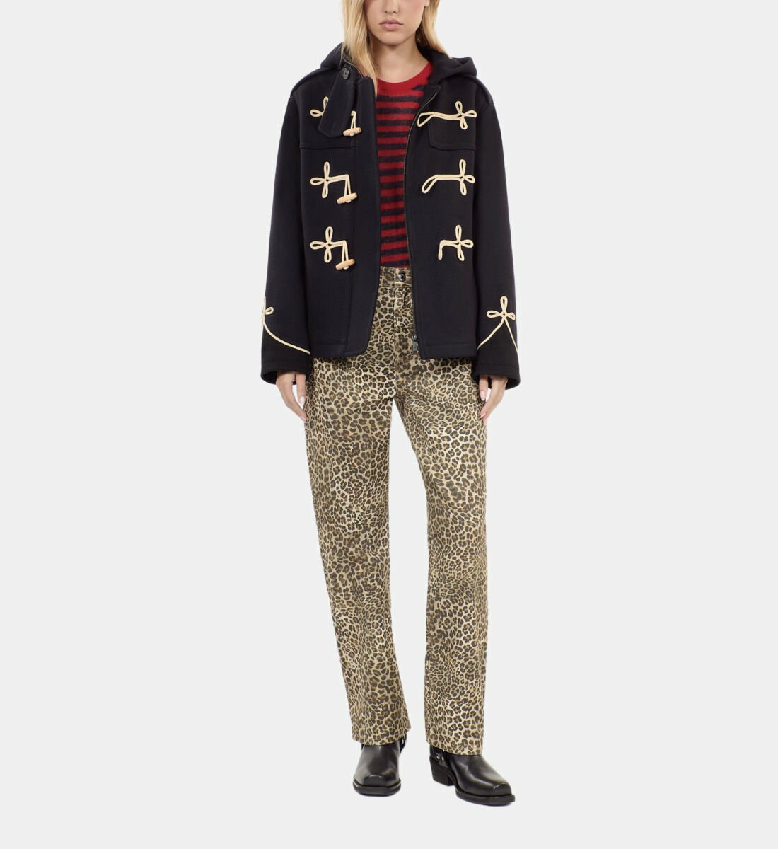 Caban Court À Capuche Bleu Marine Femme